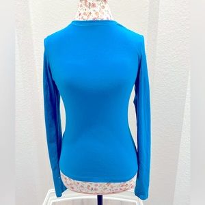 Skims Long Sleeve Cotton Jersey Top in Blue Mykonos